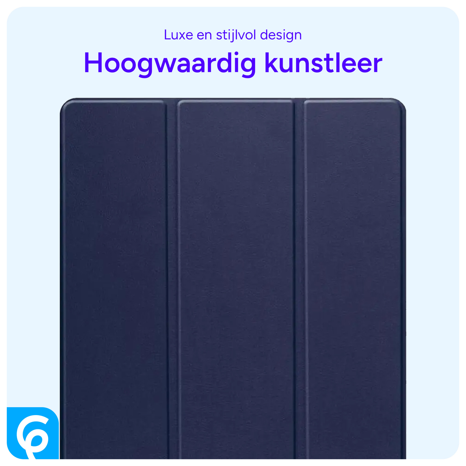 Samsung Tab S10 Ultra / S9 Ultra Hoes Luxe Tri-Fold Book Case Kunst Leer Blauw afbeelding 7