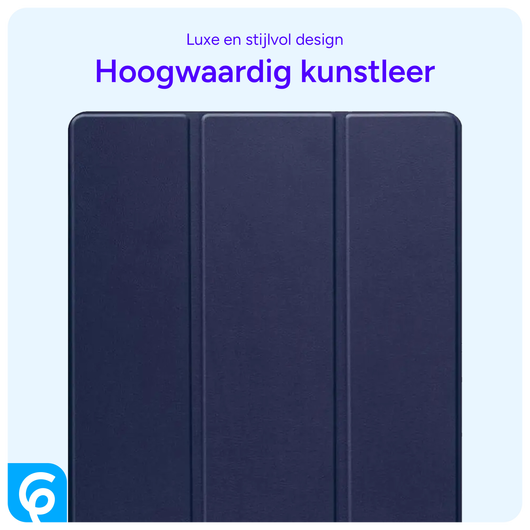 Samsung Tab S10 Ultra / S9 Ultra Hoes Luxe Tri-Fold Book Case Kunst Leer Blauw afbeelding 7
