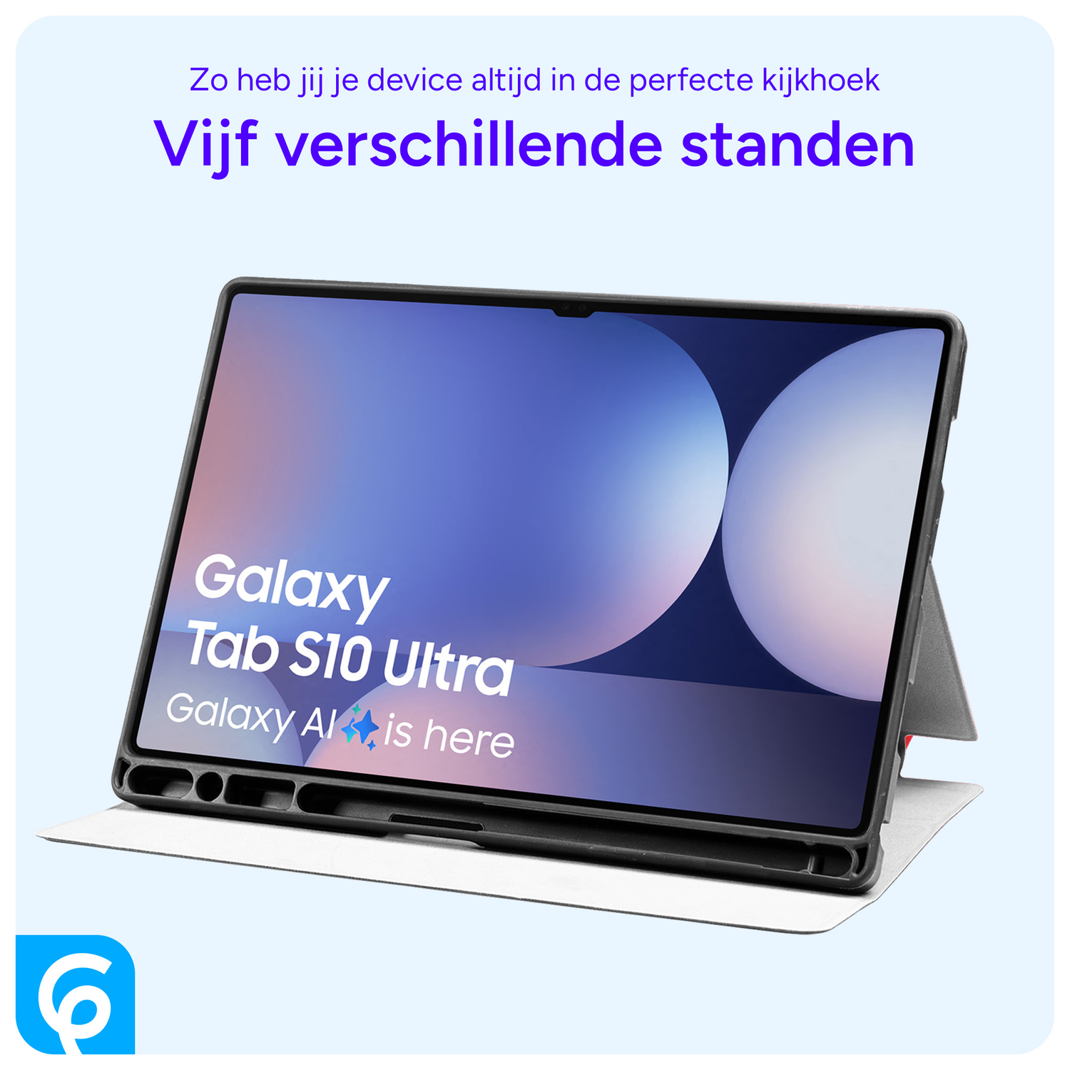 Samsung Tab S10 Ultra / S9 Ultra Hoes Luxe Tri-Fold Book Case Kunst Leer Rood afbeelding 7