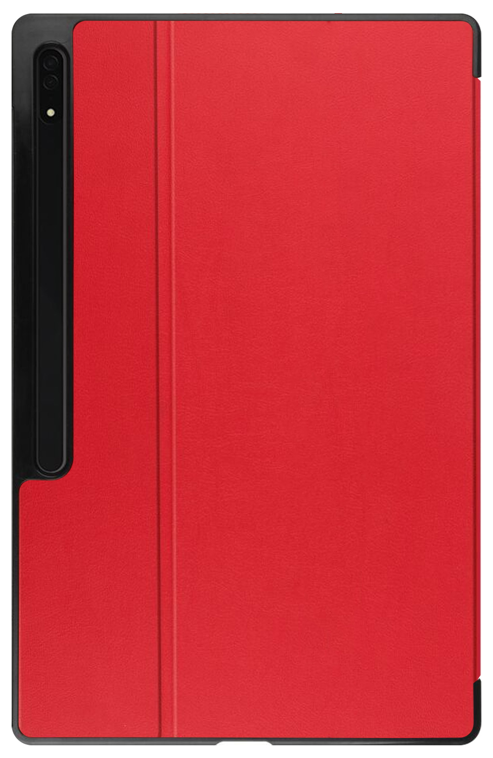 Samsung Tab S10 Ultra / S9 Ultra Hoes Luxe Tri-Fold Book Case Kunst Leer Rood afbeelding 8