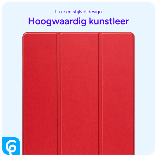 Samsung Tab S10 Ultra / S9 Ultra Hoes Luxe Tri-Fold Book Case Kunst Leer Rood afbeelding 5