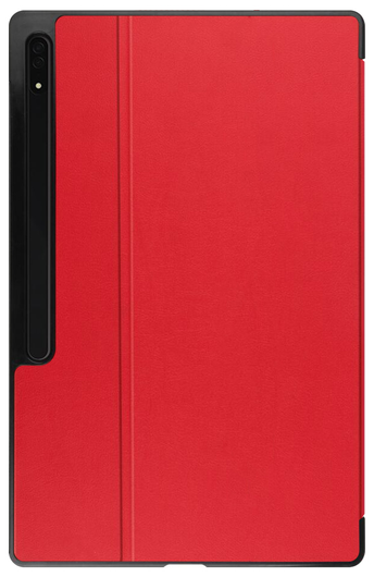 Samsung Tab S10 Ultra / S9 Ultra Hoes Luxe Tri-Fold Book Case Kunst Leer Rood afbeelding 8