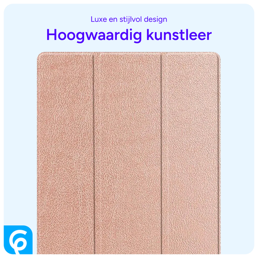 Samsung Tab S10 Ultra / S9 Ultra Hoes Luxe Tri-Fold Book Case Kunst Leer Roze afbeelding 6