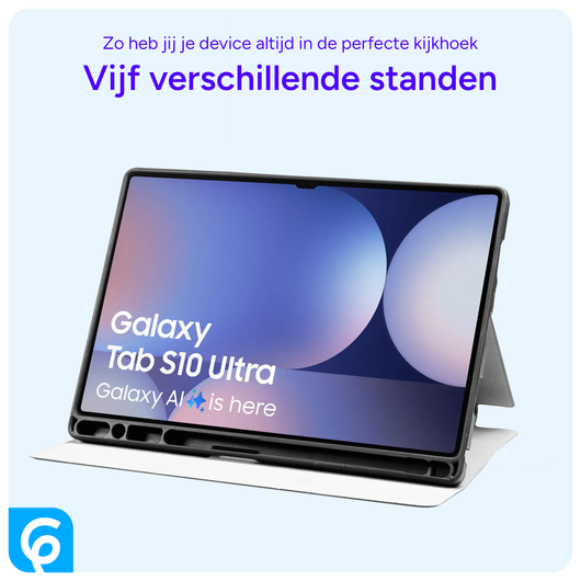 Samsung Tab S10 Ultra / S9 Ultra Hoes Luxe Tri-Fold Book Case Kunst Leer Roze afbeelding 7