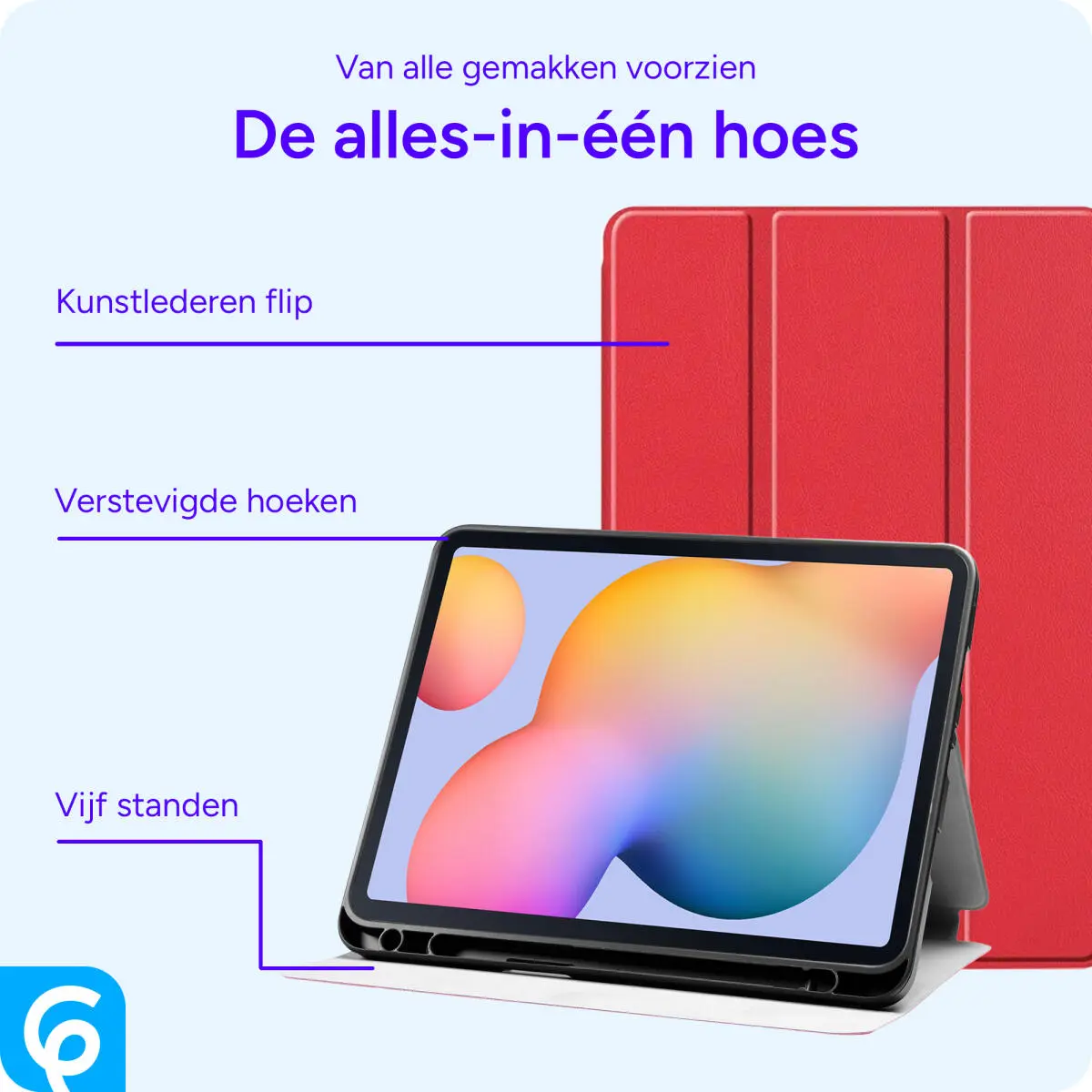 Samsung Galaxy Tab S6 Lite Hoes Luxe Tri-Fold Book Case Kunst Leer Rood afbeelding 3