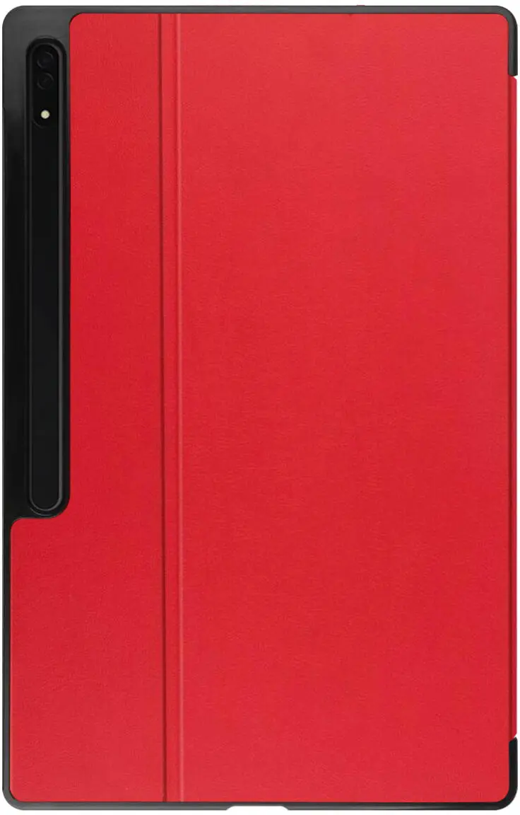 Samsung Galaxy Tab S8+/S7+/S7 FE Hoes Luxe Tri-Fold Book Case Kunst Leer Rood afbeelding 8