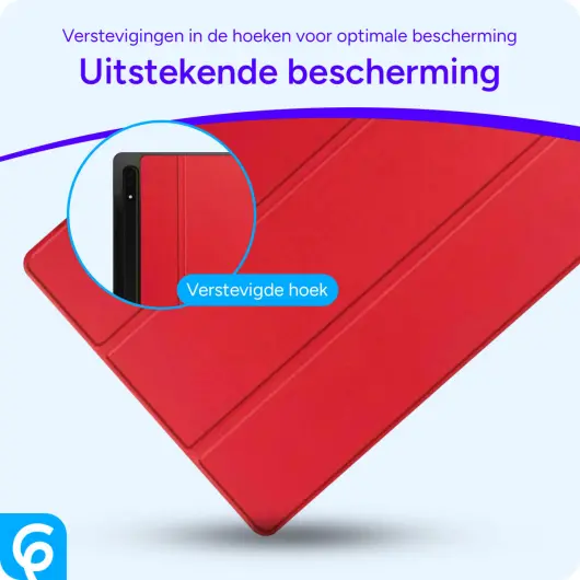 Samsung Galaxy Tab S8+/S7+/S7 FE Hoes Luxe Tri-Fold Book Case Kunst Leer Rood afbeelding 2