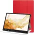 Samsung Galaxy Tab S8+/S7+/S7 FE Hoes Luxe Tri-Fold Book Case Kunst Leer Rood afbeelding 1