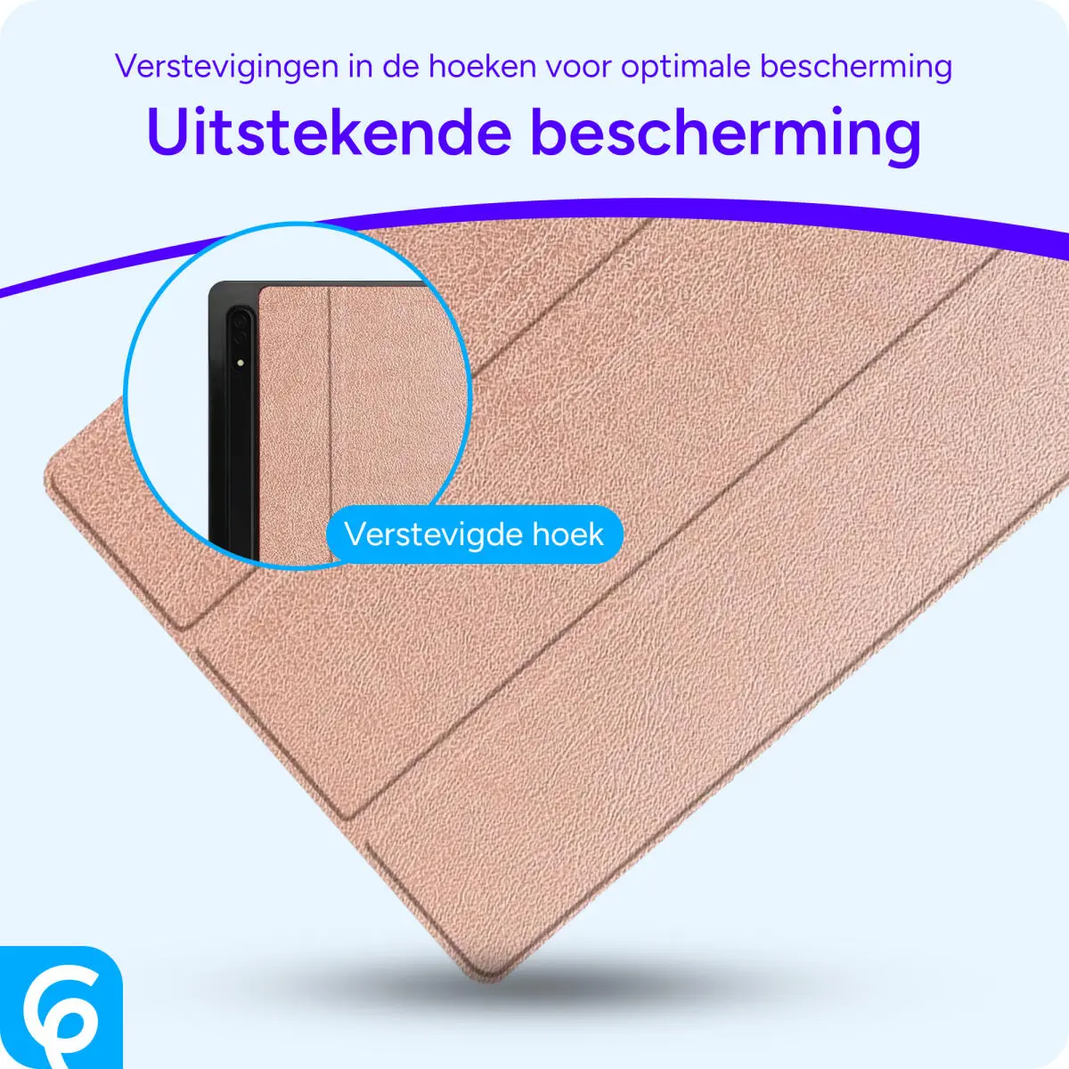 Samsung Galaxy Tab S8+/S7+/S7 FE Hoes Luxe Tri-Fold Book Case Kunst Leer Roze afbeelding 3