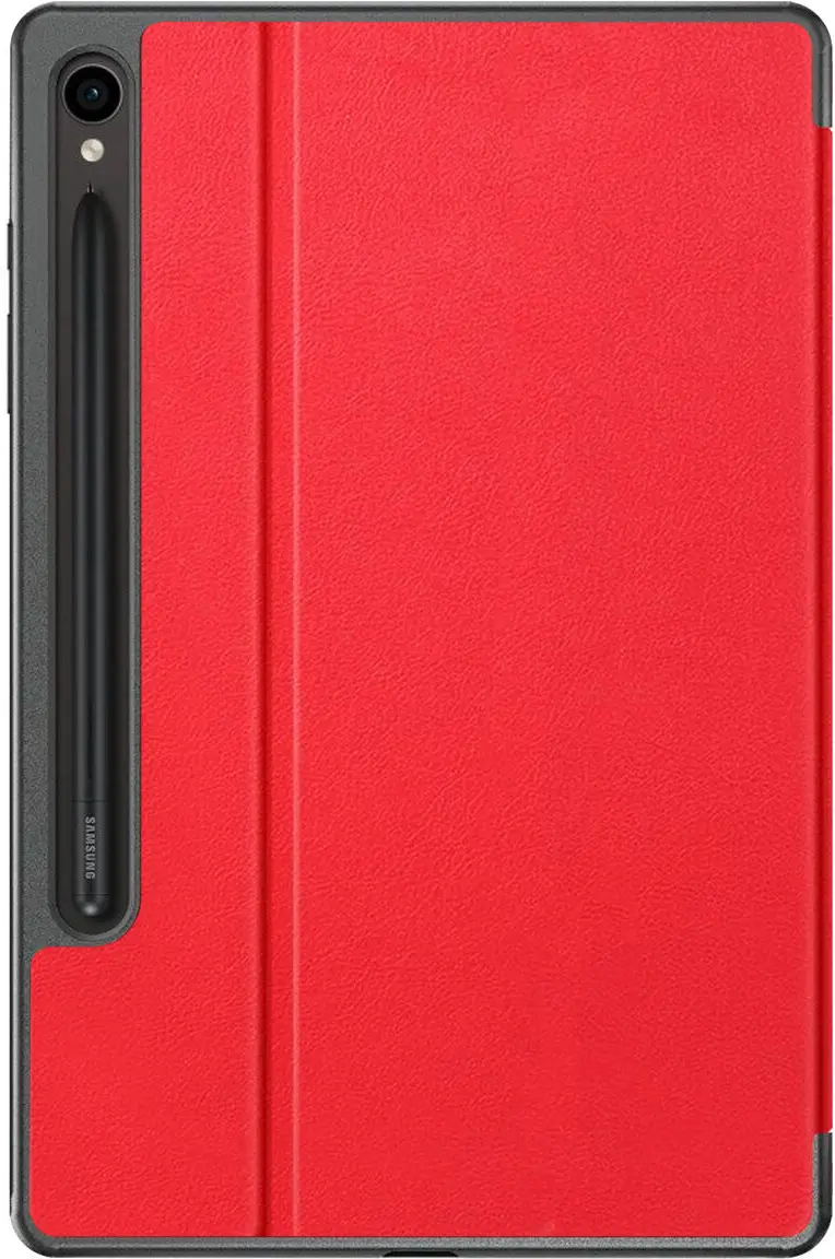 Samsung Galaxy Tab S9 / S9 FE Hoes Luxe Tri-Fold Book Case Kunst Leer Rood afbeelding 8