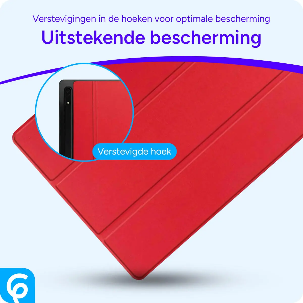 Samsung Galaxy Tab S9 / S9 FE Hoes Luxe Tri-Fold Book Case Kunst Leer Rood afbeelding 2