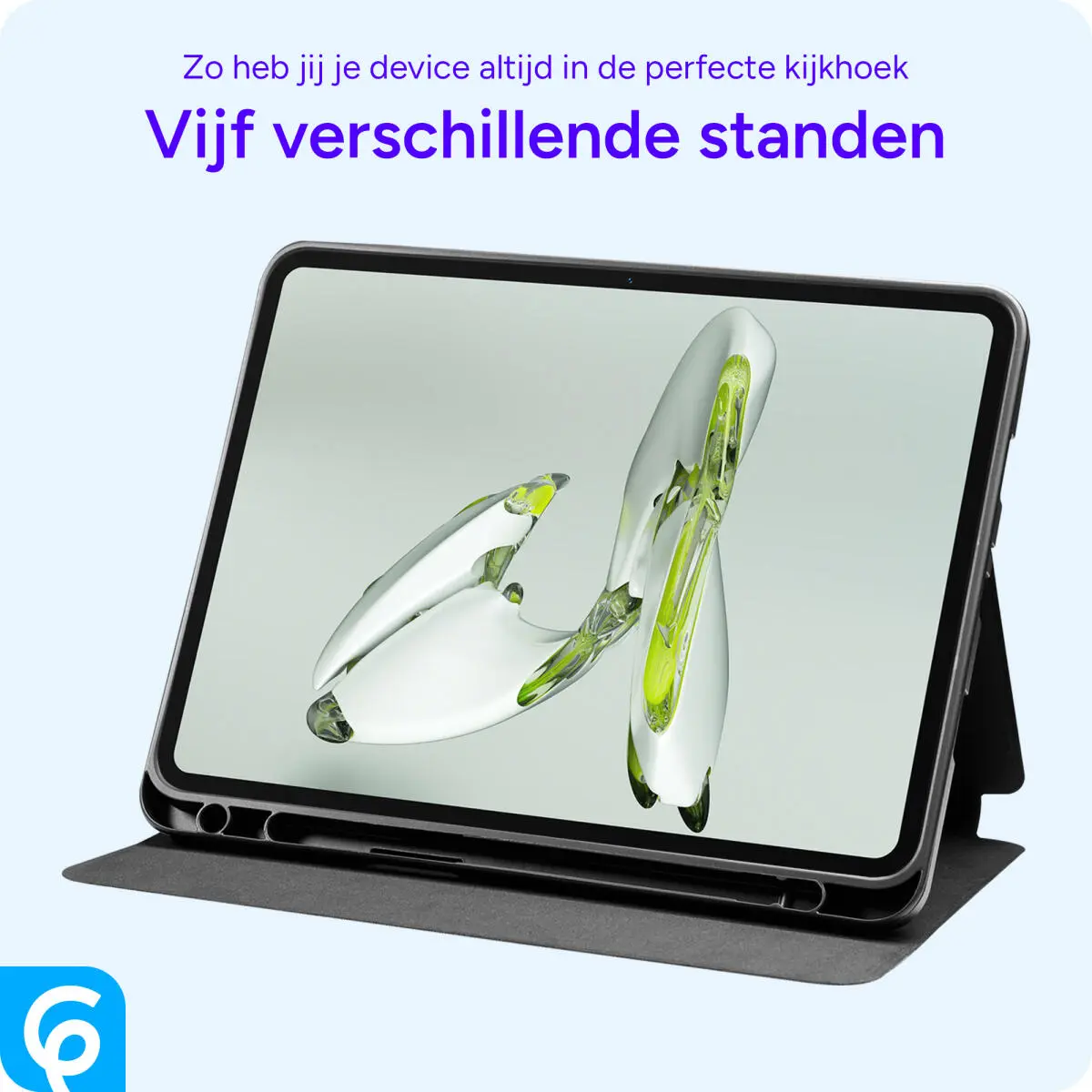 OnePlus Pad Go/Oppo Pad Neo/Air 2 Hoes Luxe Tri-Fold Book Case Kunst Leer Blauw afbeelding 6