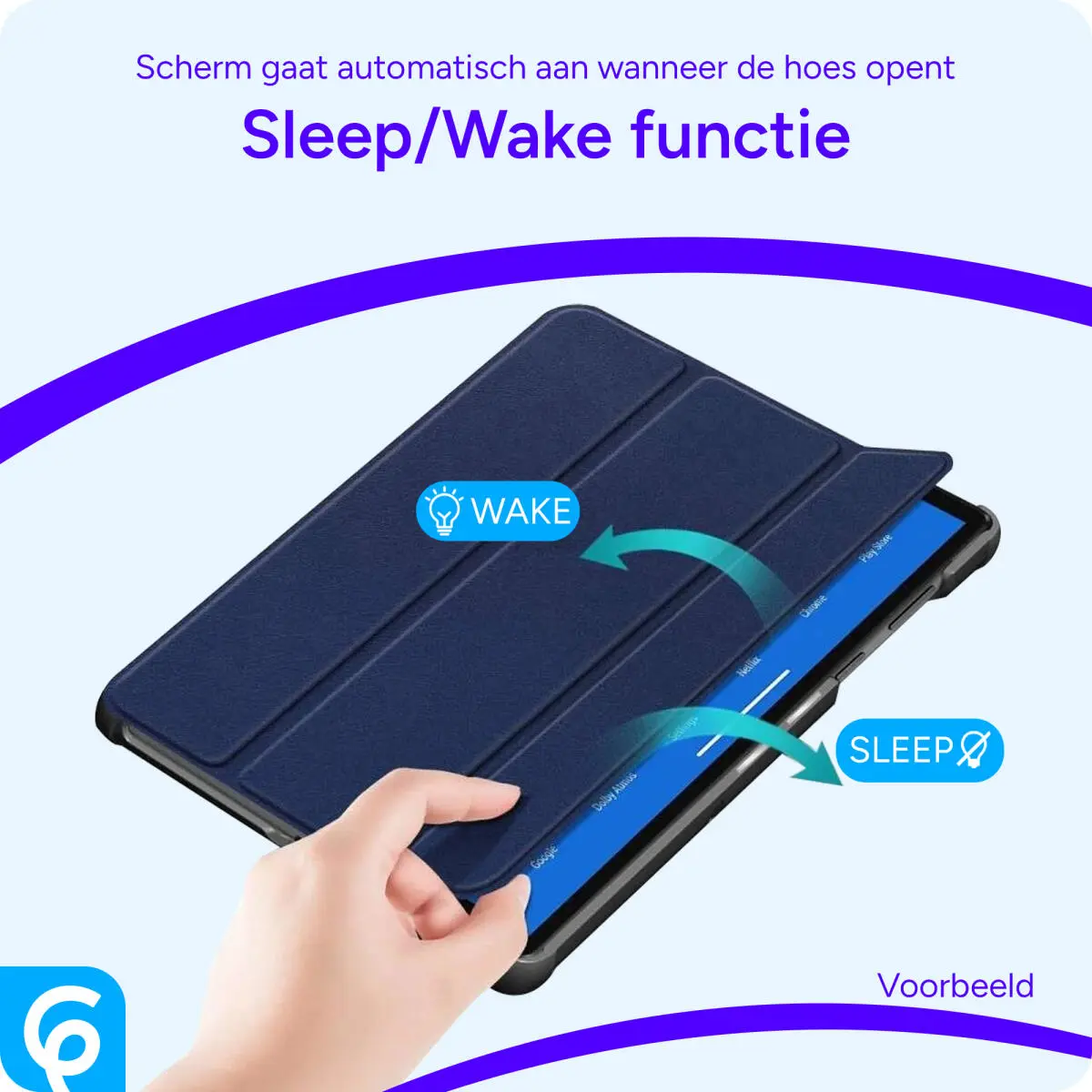 OnePlus Pad Go/Oppo Pad Neo/Air 2 Hoes Luxe Tri-Fold Book Case Kunst Leer Blauw afbeelding 7