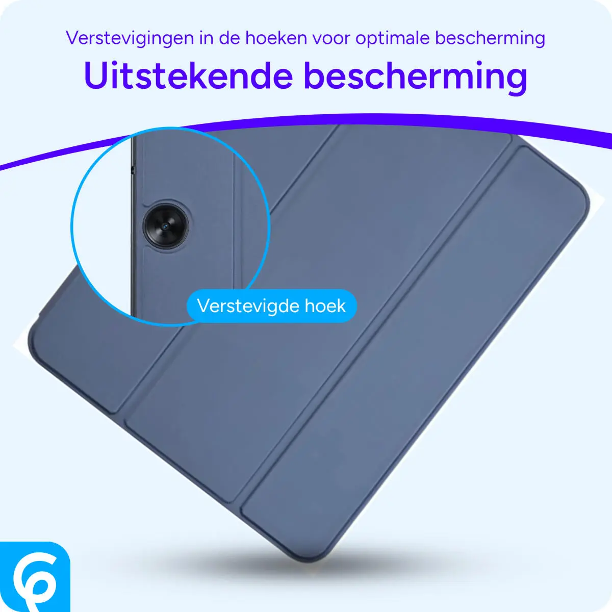 OnePlus Pad Go/Oppo Pad Neo/Air 2 Hoes Luxe Tri-Fold Book Case Kunst Leer Blauw afbeelding 2