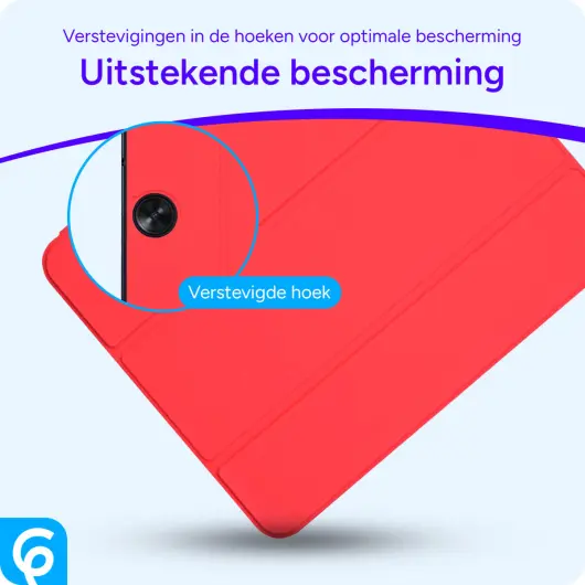OnePlus Pad Go/Oppo Pad Neo/Air 2 Hoes Luxe Tri-Fold Book Case Kunst Leer Rood afbeelding 2
