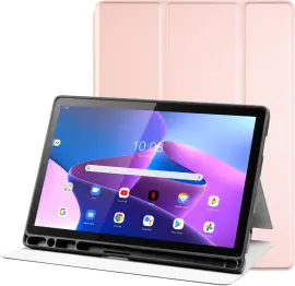 Lenovo Tab M10 Gen 3 Hoes Luxe Tri-Fold Book Case Kunst Leer Roze afbeelding