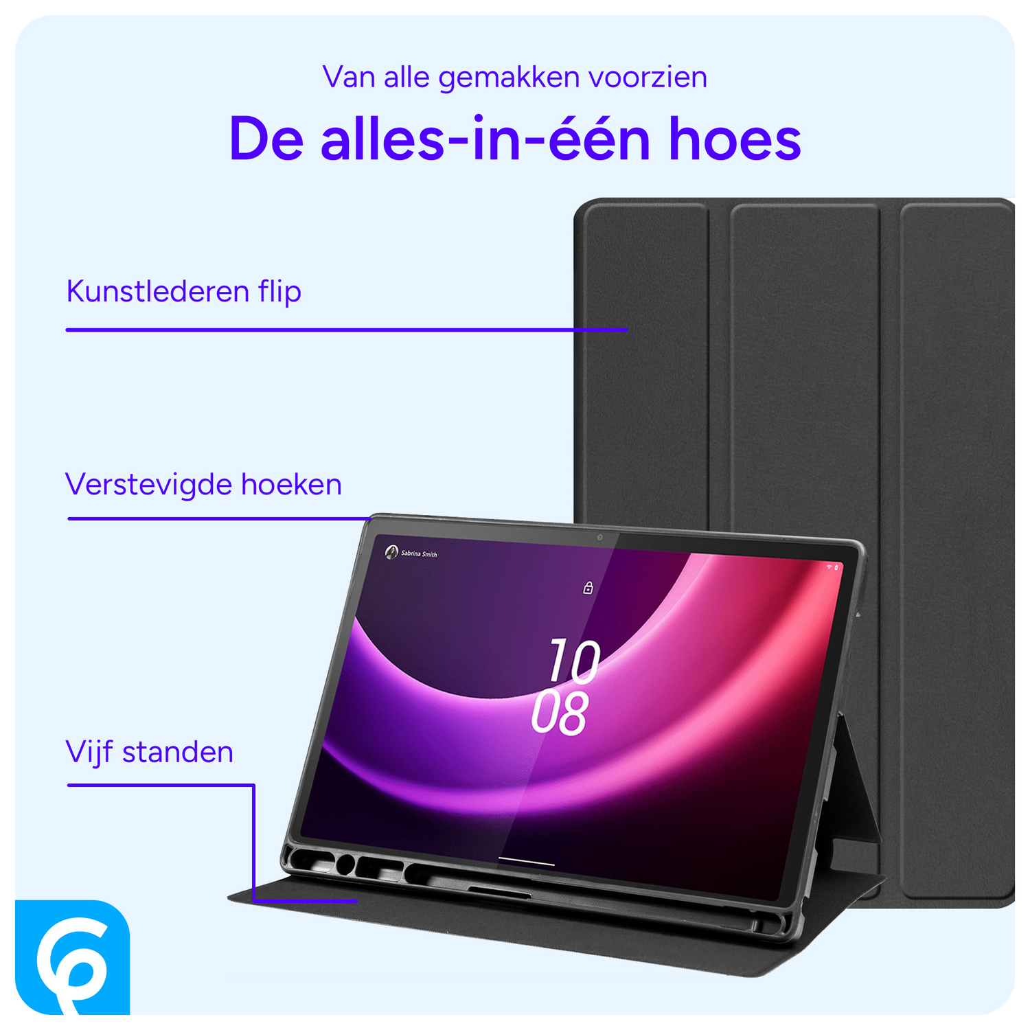 Lenovo Tab P11 Gen 2 Hoes Luxe Tri-Fold Book Case Kunst Leer Zwart afbeelding 4