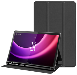 Lenovo Tab P11 Gen 2 Hoes Luxe Tri-Fold Book Case Kunst Leer Zwart afbeelding