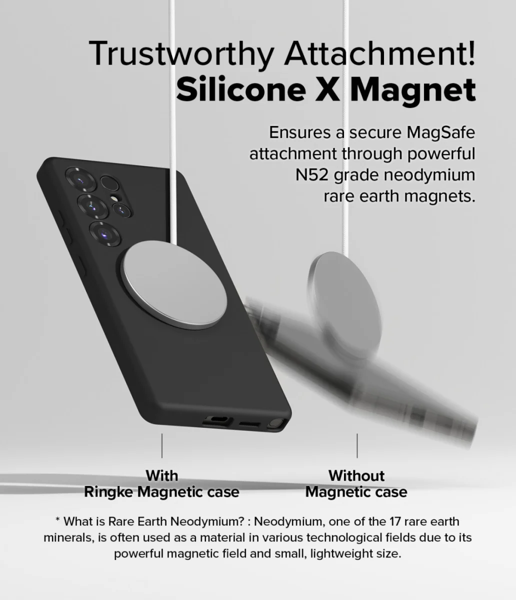 Ringke Silicone Samsung Galaxy S25 Ultra Hoesje MagSafe / Qi2 Back Cover Zwart afbeelding 5