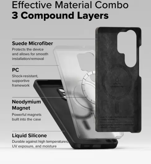 Ringke Silicone Samsung Galaxy S25 Ultra Hoesje MagSafe / Qi2 Back Cover Zwart afbeelding 8