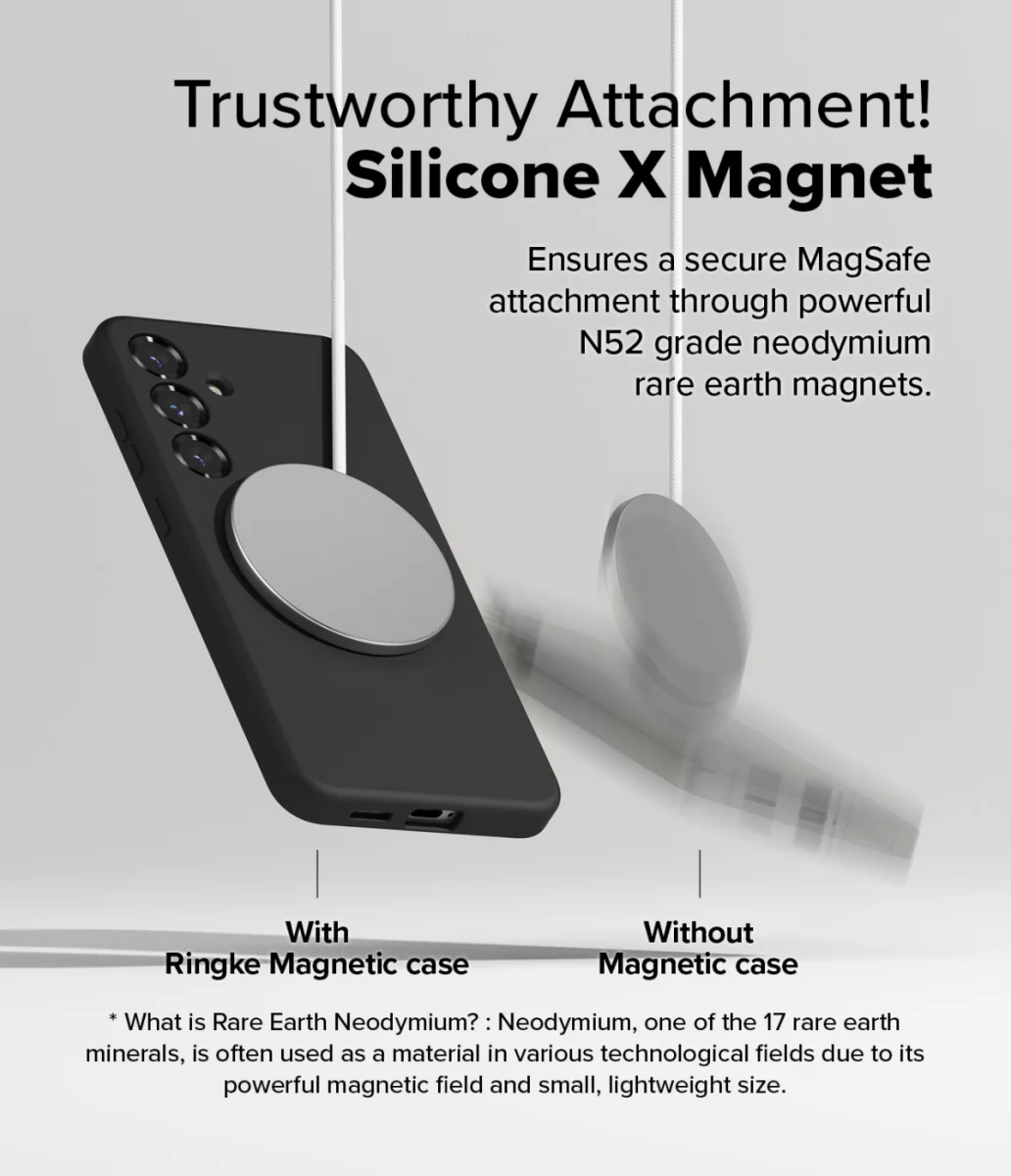 Ringke Silicone Samsung Galaxy S25 Hoesje MagSafe / Qi2 Back Cover Zwart afbeelding 5