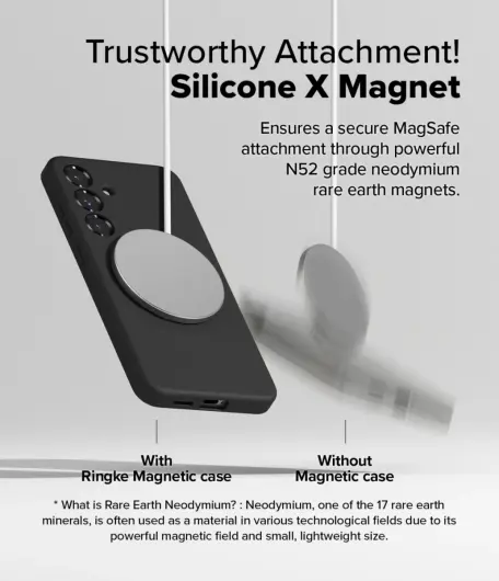 Ringke Silicone Samsung Galaxy S25 Hoesje MagSafe / Qi2 Back Cover Zwart afbeelding 5