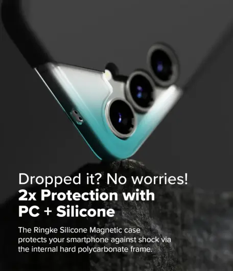 Ringke Silicone Samsung Galaxy S25 Hoesje MagSafe / Qi2 Back Cover Zwart afbeelding 7