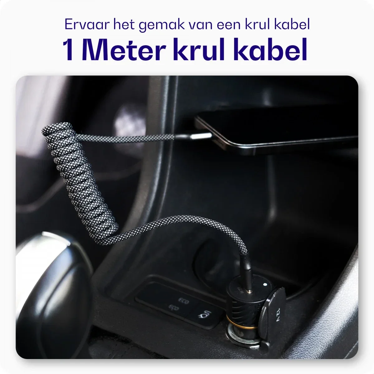Buddi Power 89W USB-A / USB-C Autolader met USB-C naar USB-C Krulsnoer Kabel afbeelding 8