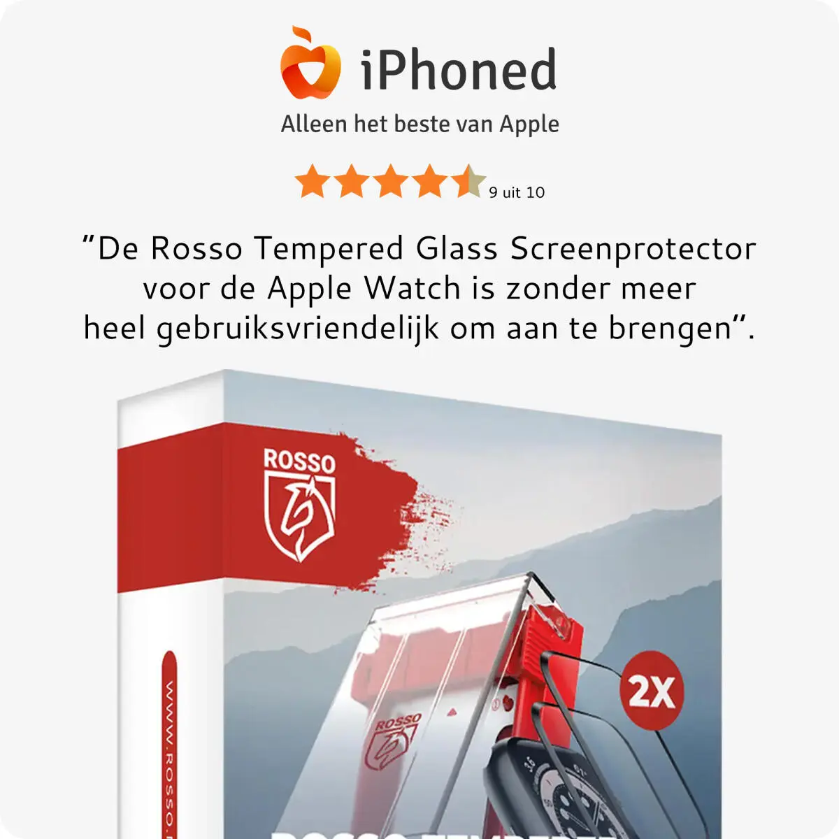 Rosso Apple Watch 44MM Tempered Glass - Screen Protector Installatietray 2-Pack afbeelding 4