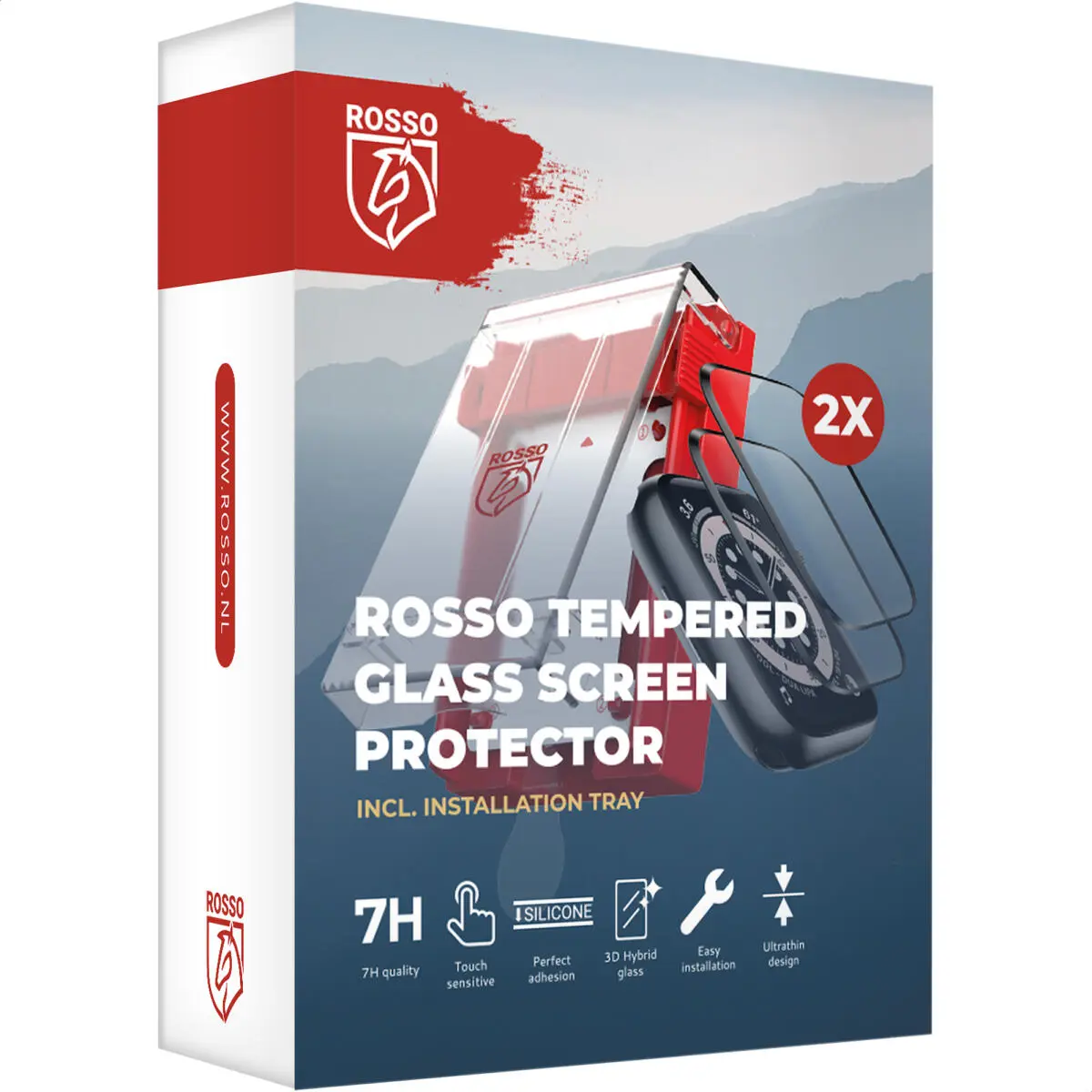 Rosso Apple Watch 44MM Tempered Glass - Screen Protector Installatietray 2-Pack afbeelding 11