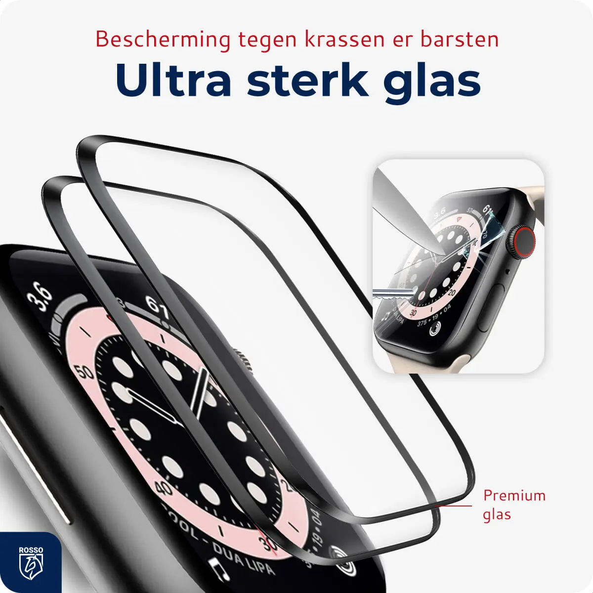 Rosso Apple Watch 44MM Tempered Glass - Screen Protector Installatietray 2-Pack afbeelding 2