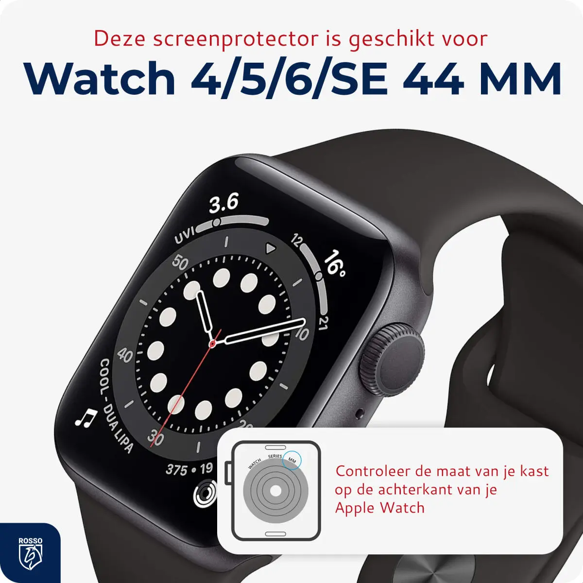 Rosso Apple Watch 44MM Tempered Glass - Screen Protector Installatietray 2-Pack afbeelding 5