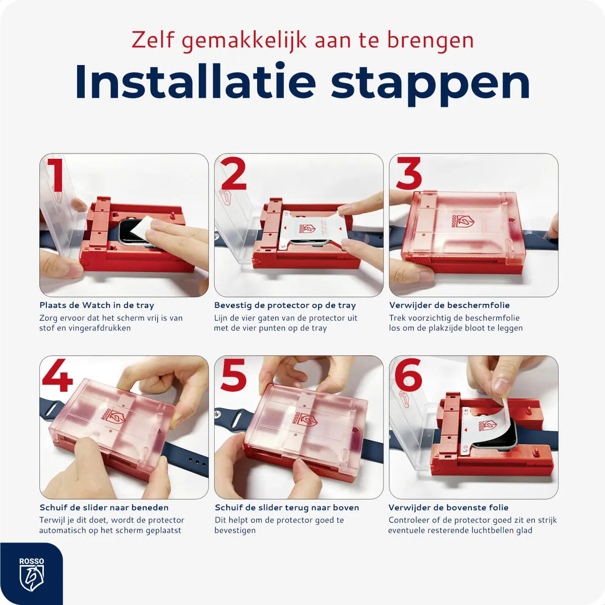 Rosso Apple Watch 44MM Tempered Glass - Screen Protector Installatietray 2-Pack afbeelding 9