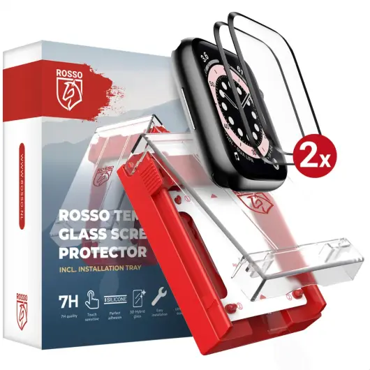 Rosso Apple Watch 44MM Tempered Glass - Screen Protector Installatietray 2-Pack afbeelding 1