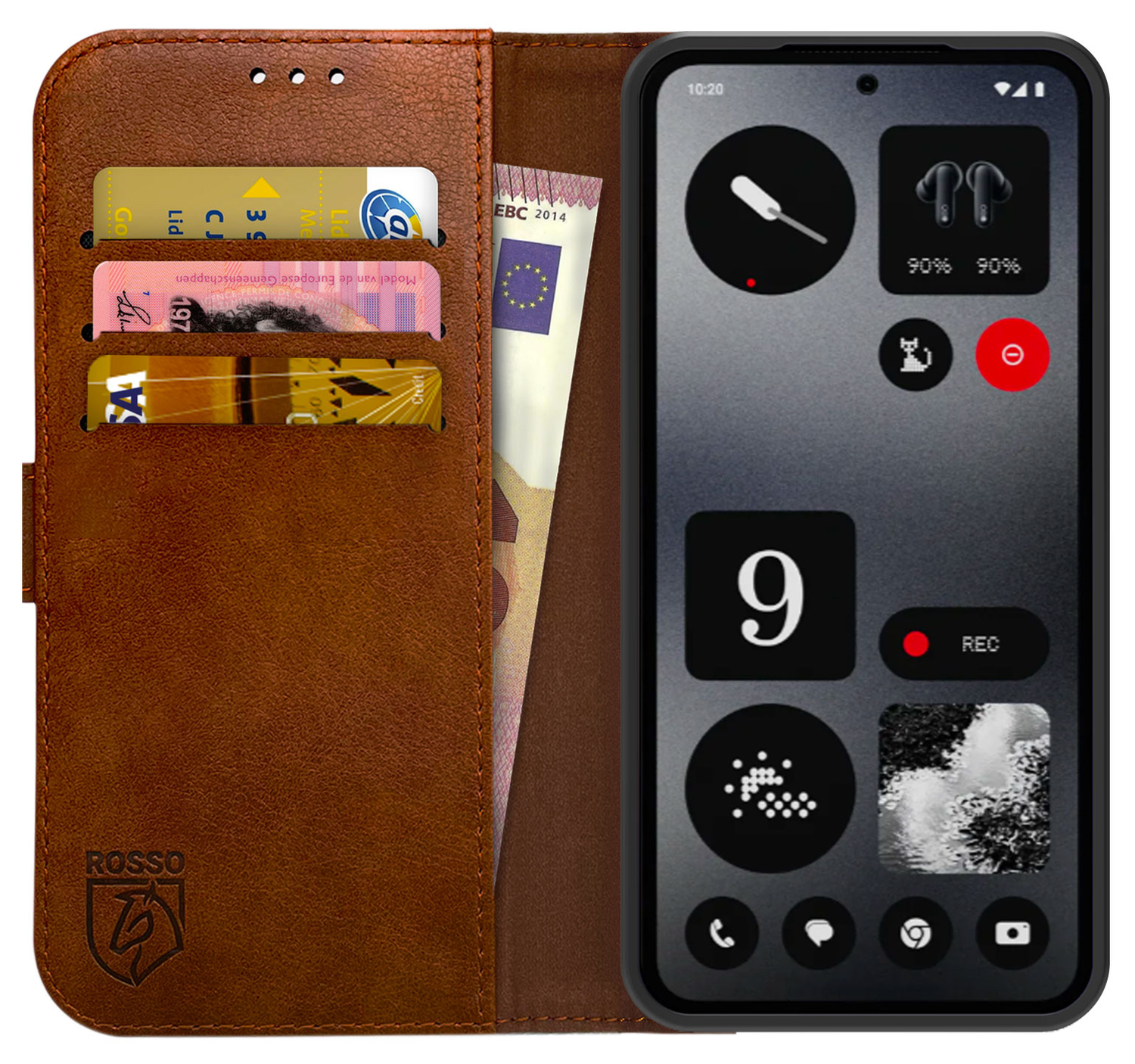 Rosso Element Nothing CMF Phone 2 Pro Hoesje Book Case Wallet Bruin afbeelding 1