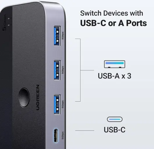 UGREEN Sharing Switch USB 3.0 Schakelaar met 3 USB en 1 USB-C Poort afbeelding 4