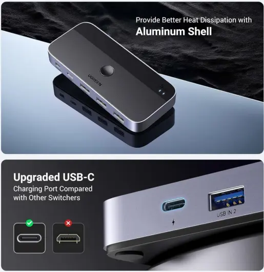 UGREEN Sharing Switch USB 3.0 Schakelaar met 3 USB en 1 USB-C Poort afbeelding 5