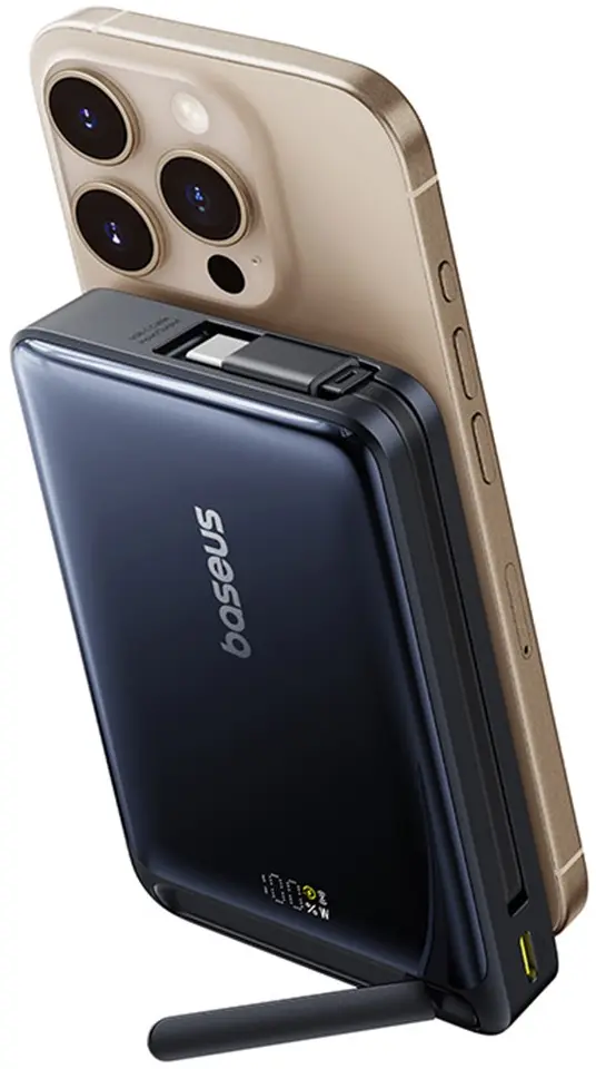 Baseus Nomos Kickstand Magnetische Qi2 Powerbank Draadloos Opladen 45W Zwart afbeelding 10