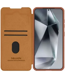 Nillkin Qin Pro Samsung Galaxy S25 Plus Hoesje Book Case met Camera Slider Bruin