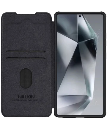 Nillkin Qin Pro Samsung Galaxy S25 Ultra Hoesje Book Case Camera Slider Zwart Hoesjes