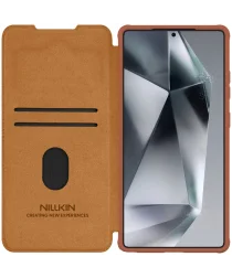 Nillkin Qin Pro Samsung Galaxy S25 Ultra Hoesje Book Case Camera Slider Bruin afbeelding