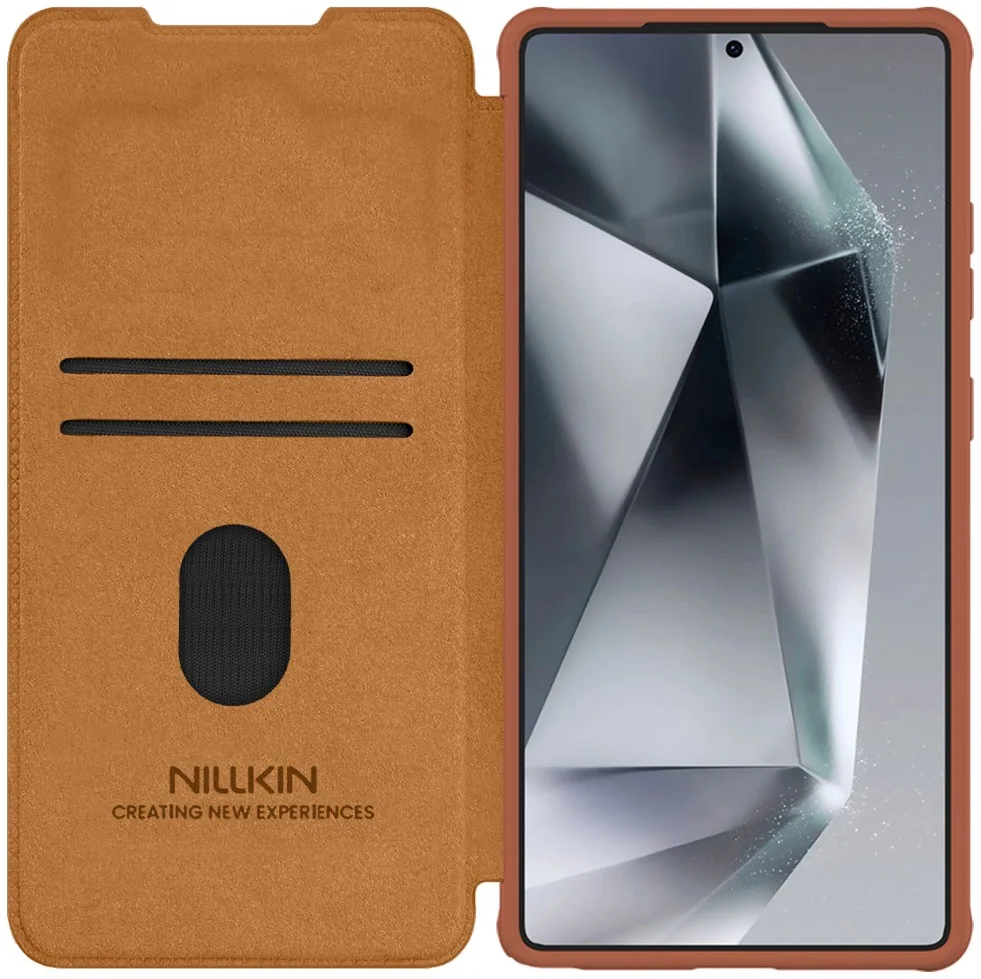 Nillkin Qin Pro Samsung Galaxy S25 Ultra Hoesje Book Case Camera Slider Bruin afbeelding 1