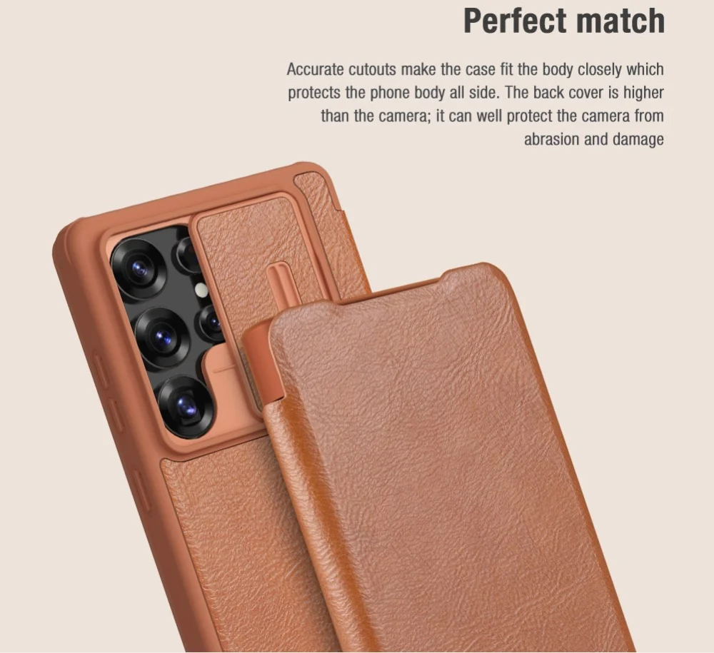 Nillkin Qin Pro Samsung Galaxy S25 Ultra Hoesje Book Case Camera Slider Bruin afbeelding 7