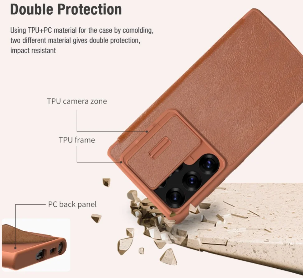 Nillkin Qin Pro Samsung Galaxy S25 Ultra Hoesje Book Case Camera Slider Bruin afbeelding 8
