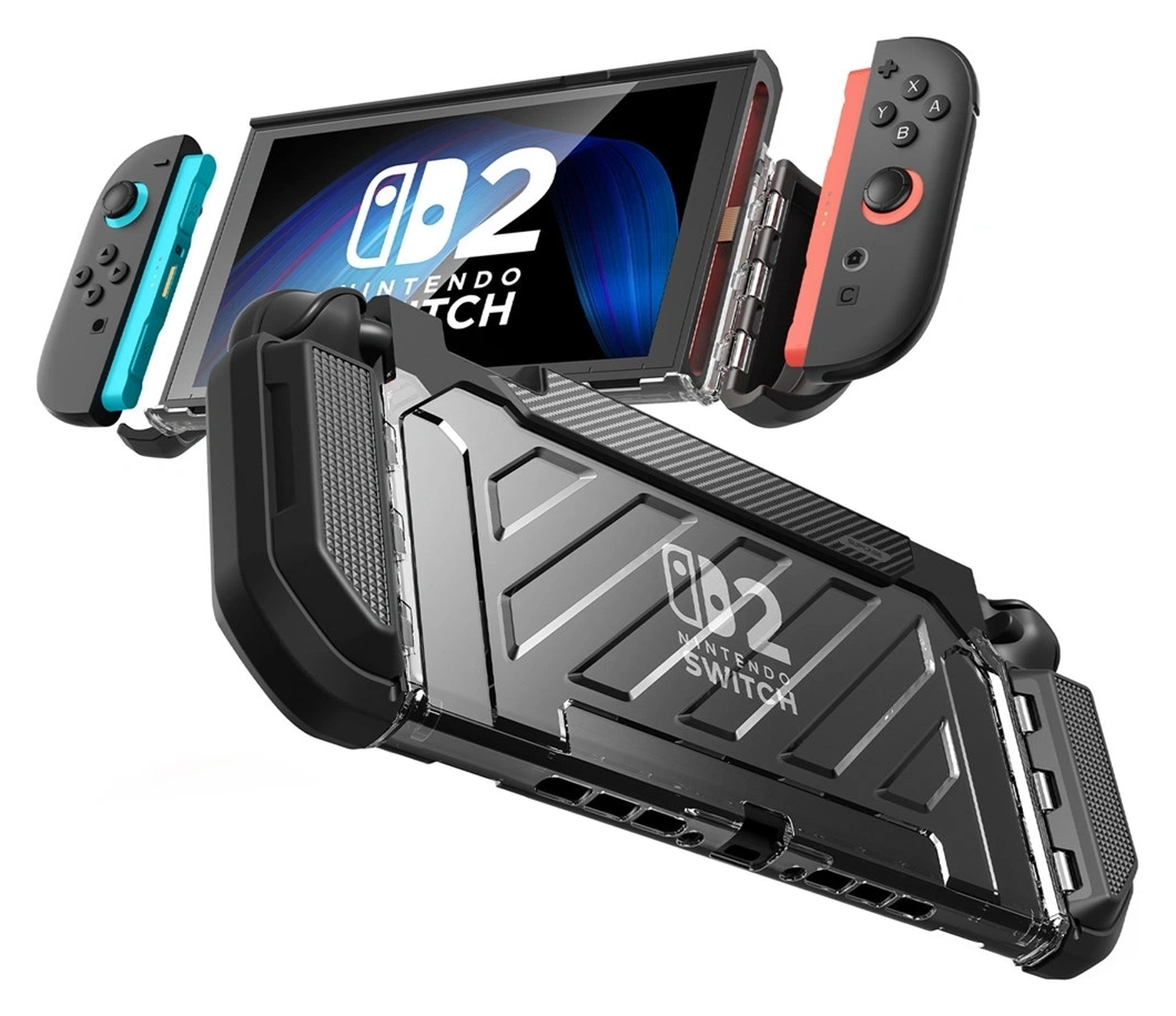 SUPCASE UB Pro Nintendo Switch 2 Hoesje Schokbestendig - Afneembare Joycon Zwart afbeelding 1