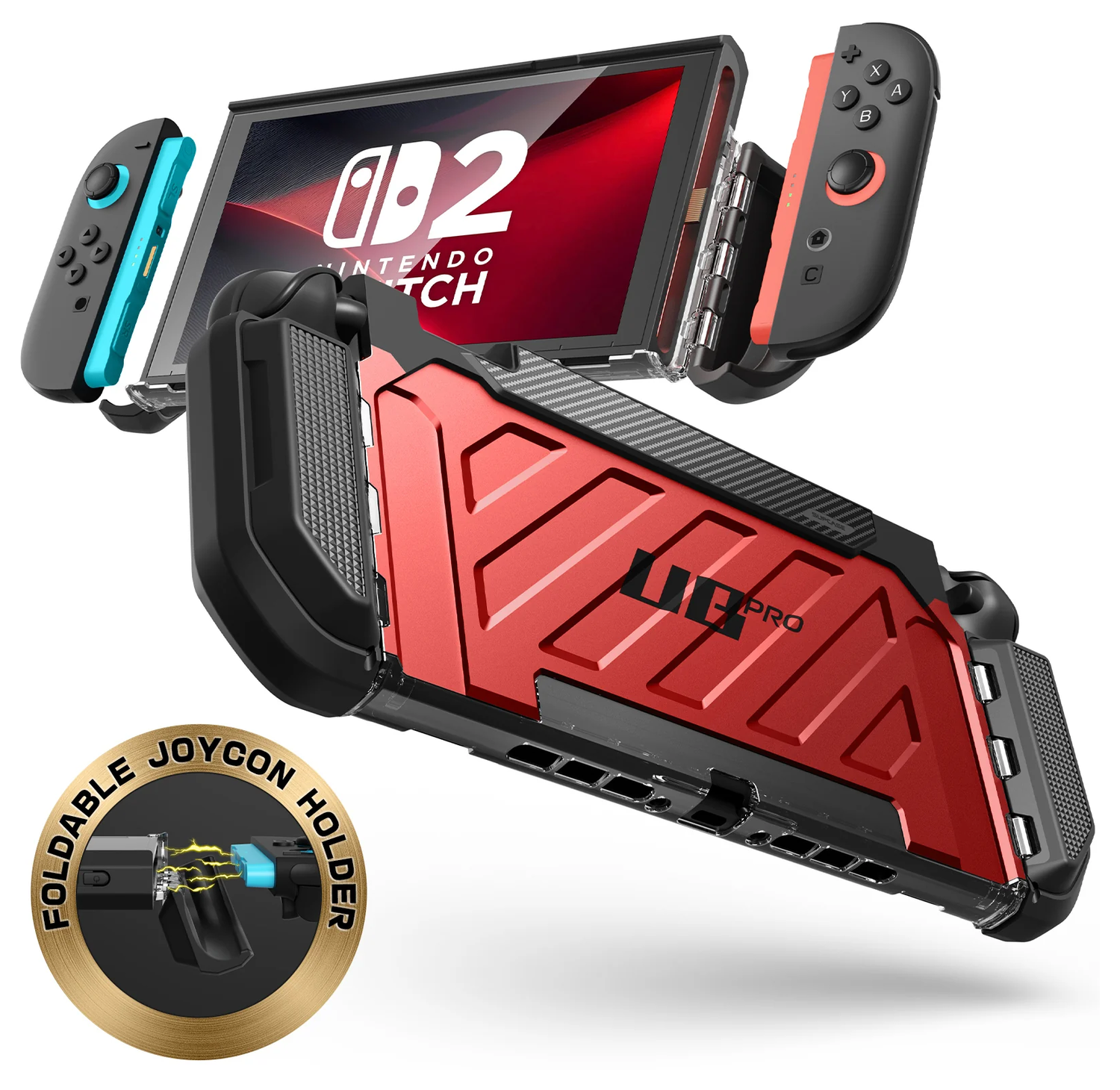 SUPCASE UB Pro Nintendo Switch 2 Hoesje Schokbestendig - Afneembare Joycon Rood afbeelding 1