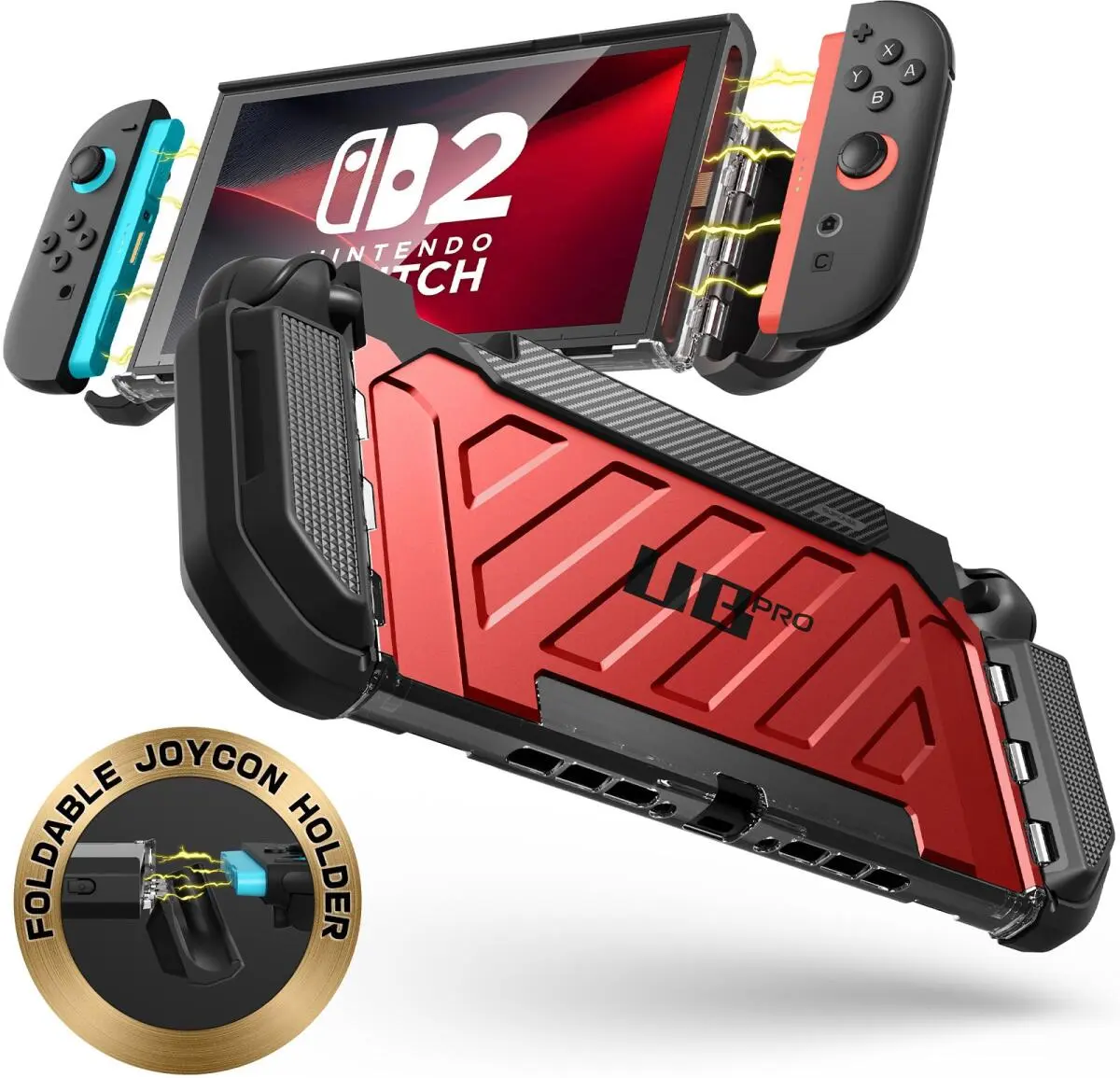 SUPCASE UB Pro Nintendo Switch 2 Hoesje Schokbestendig - Afneembare Joycon Rood afbeelding 3
