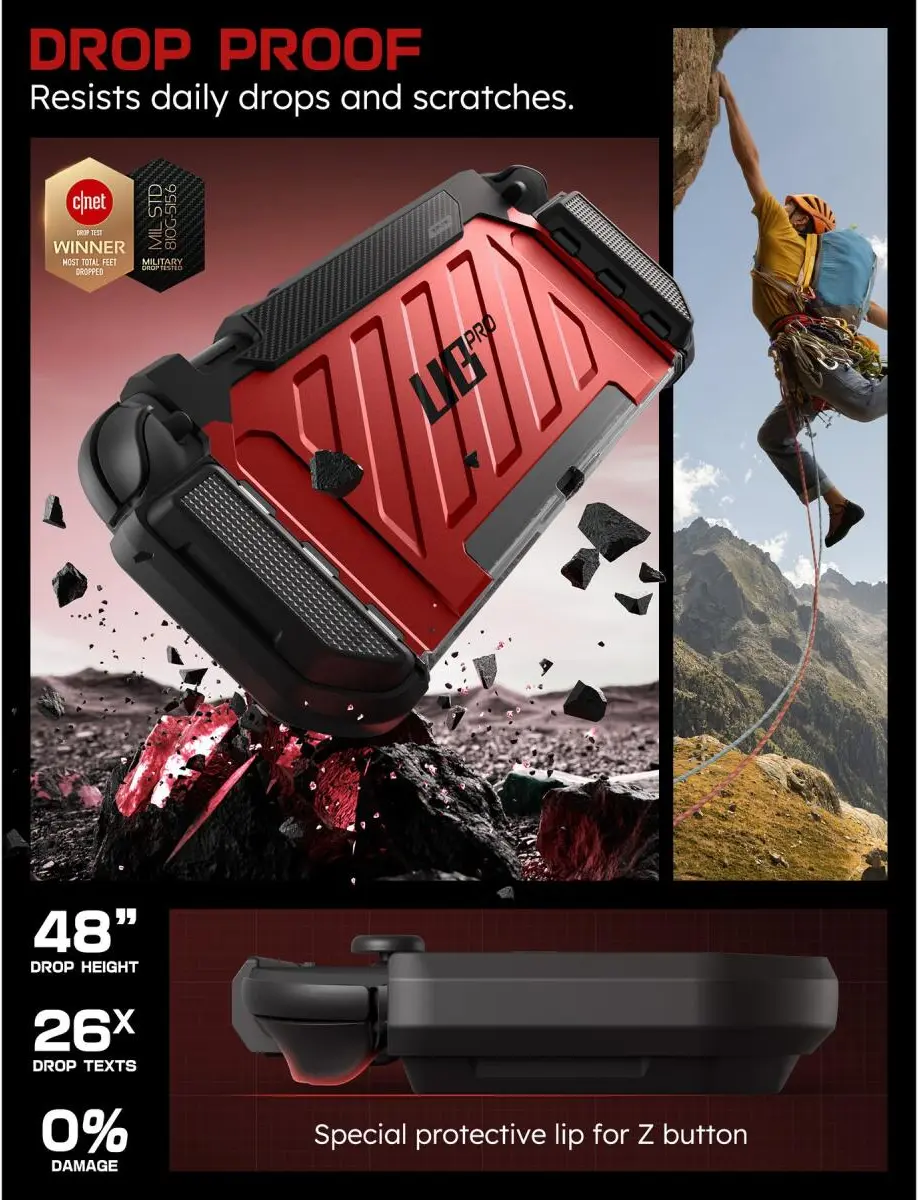 SUPCASE UB Pro Nintendo Switch 2 Hoesje Schokbestendig - Afneembare Joycon Rood afbeelding 7