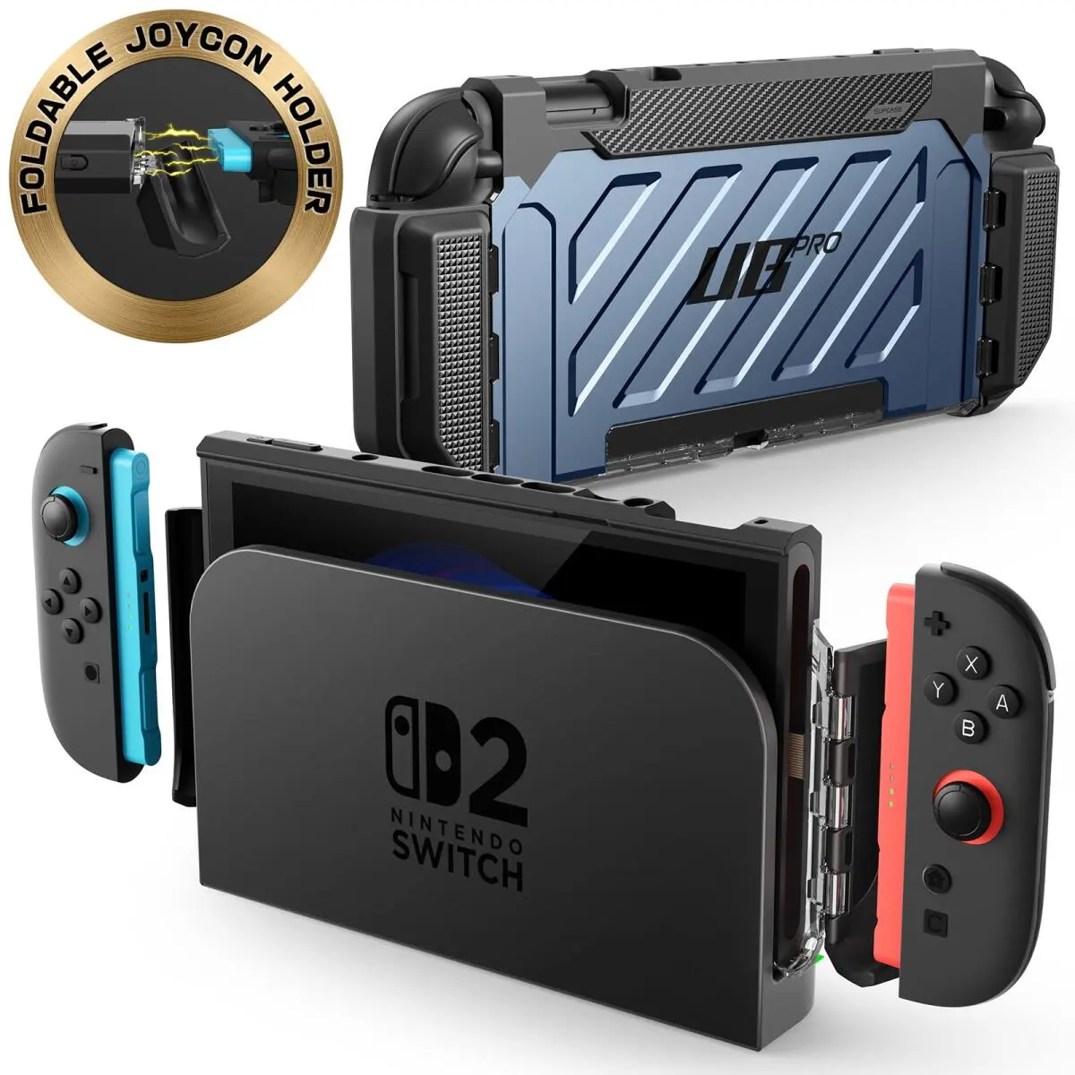 SUPCASE UB Pro Nintendo Switch 2 Hoesje Schokbestendig - Afneembare Joycon Blauw afbeelding 2