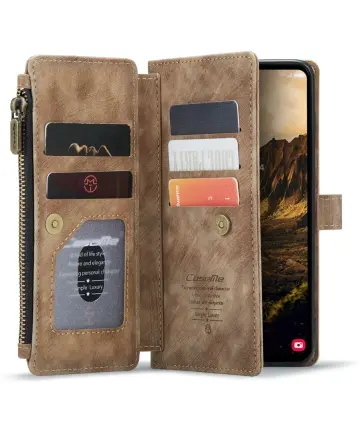 CaseMe C30 Samsung Galaxy S25 Hoesje Pasjeshouder Book Case Bruin Hoesjes